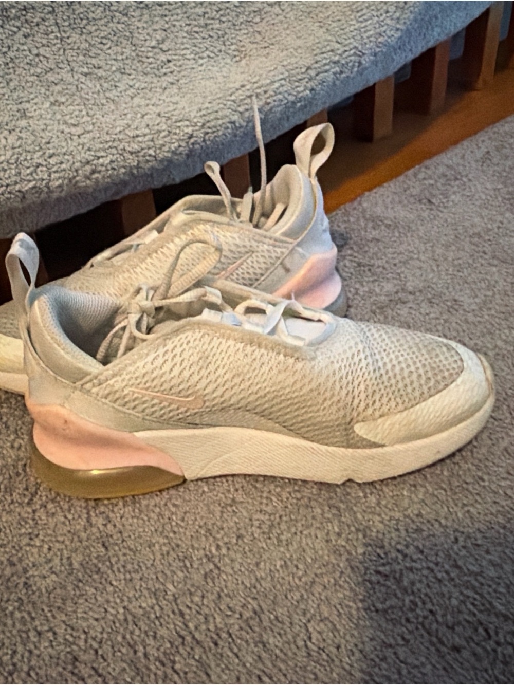 Nike Kids Light Gray and Pink Low-Top Sneakers